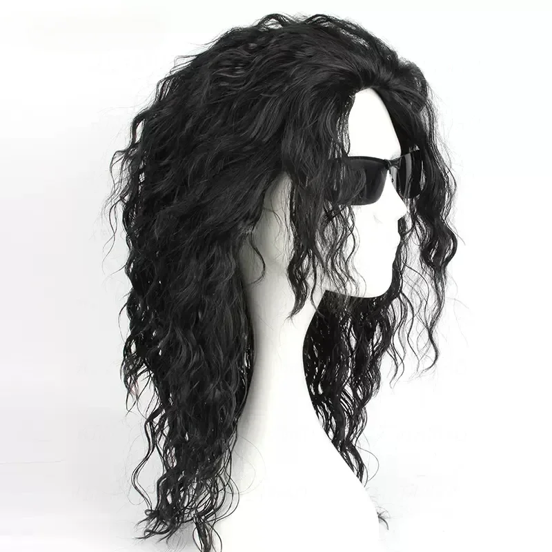 Anime Cosplay Long Black Hair - Anime Michael Jackson Cosplay Schwarze Perücke,