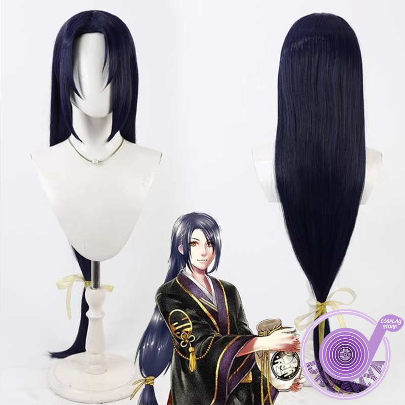Anime Cosplay Long Hair - Jiroutachi Cosplay-Perücke, Touken Ranbu, Marineblau, langes