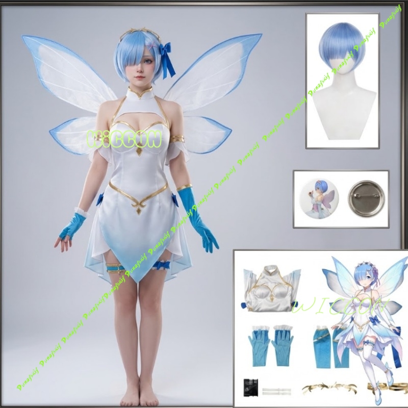 Re Zero Rem Wig - Re Zero Rem Flower Fairy Cosplay-Set