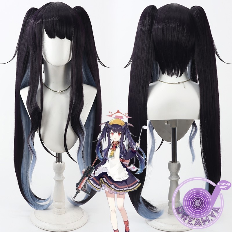 Anime Cosplay Long Black Hair - Aikiyo Fuuka Cosplay Perücke Blau Archiv
