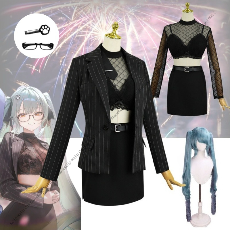 Anime Cosplay List - Prtivay Cosplay-Perücke, To-Do-Liste, Hautkostüm, OL-Büro-Stil, Anzug,