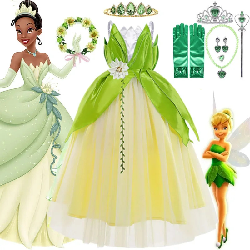 Anime Cosplay Toddler - Karneval Mädchen Tiana Up Kleid Prinzessin