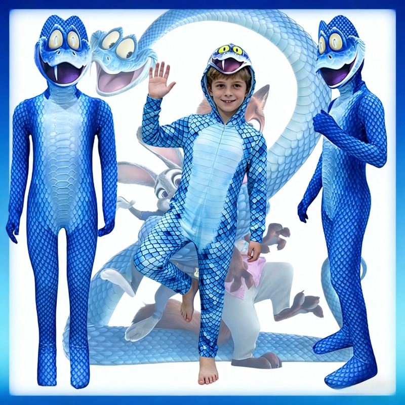 Anime Cosplay Images - Cartoon-Schlangen-Cosplay-Kostüm, eng anliegender bedruckter Jumpsuit, Bühnenoutfit,