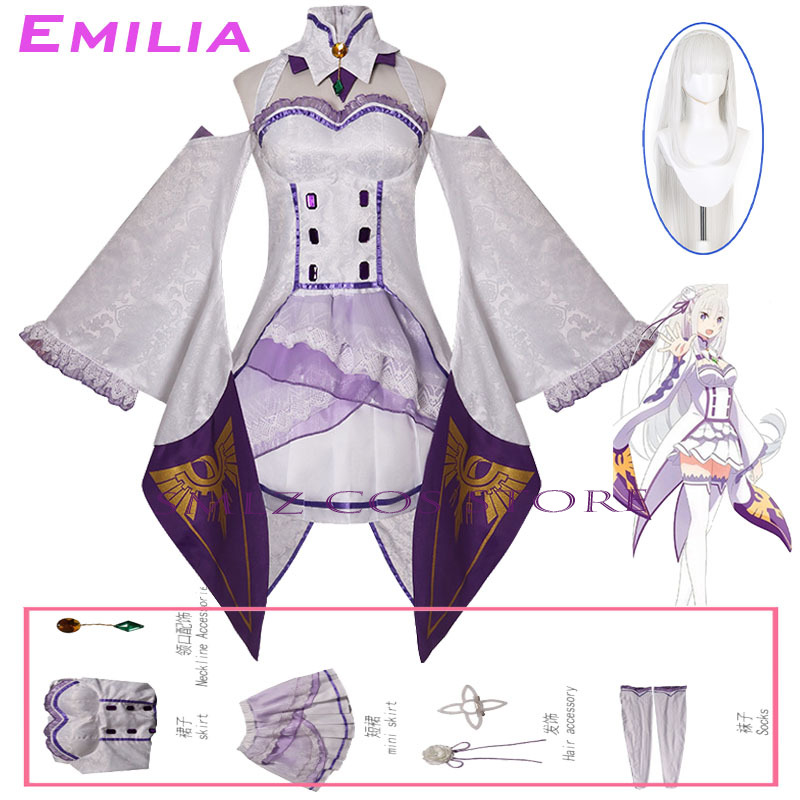 Emilia Cosplay Anime Re Zero K – Re Zero Rem Wig Bewertung und Preis