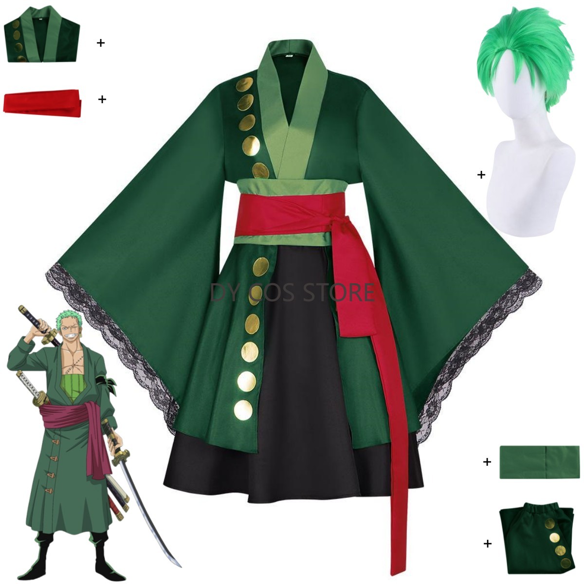 Anime Roronoa Zoro Cosplay Kos – Anime Zoro Cosplay Female Bewertung und Preis