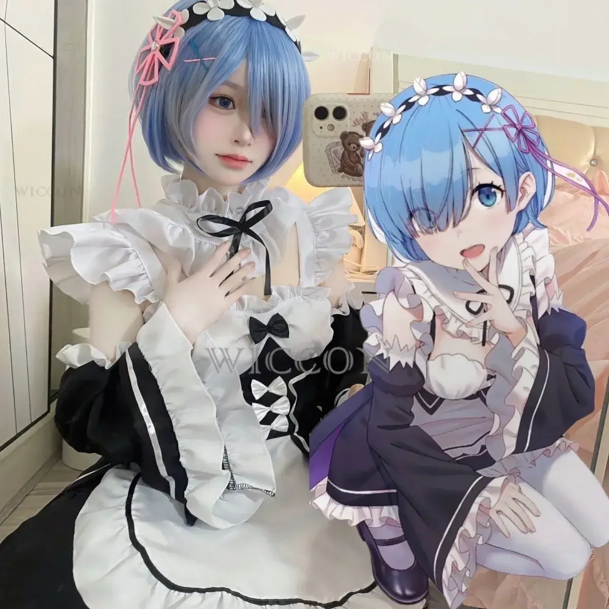 2026Rem Lolita Maid Cosplay Ko – Re Zero Rem Wig Bewertung und Preis